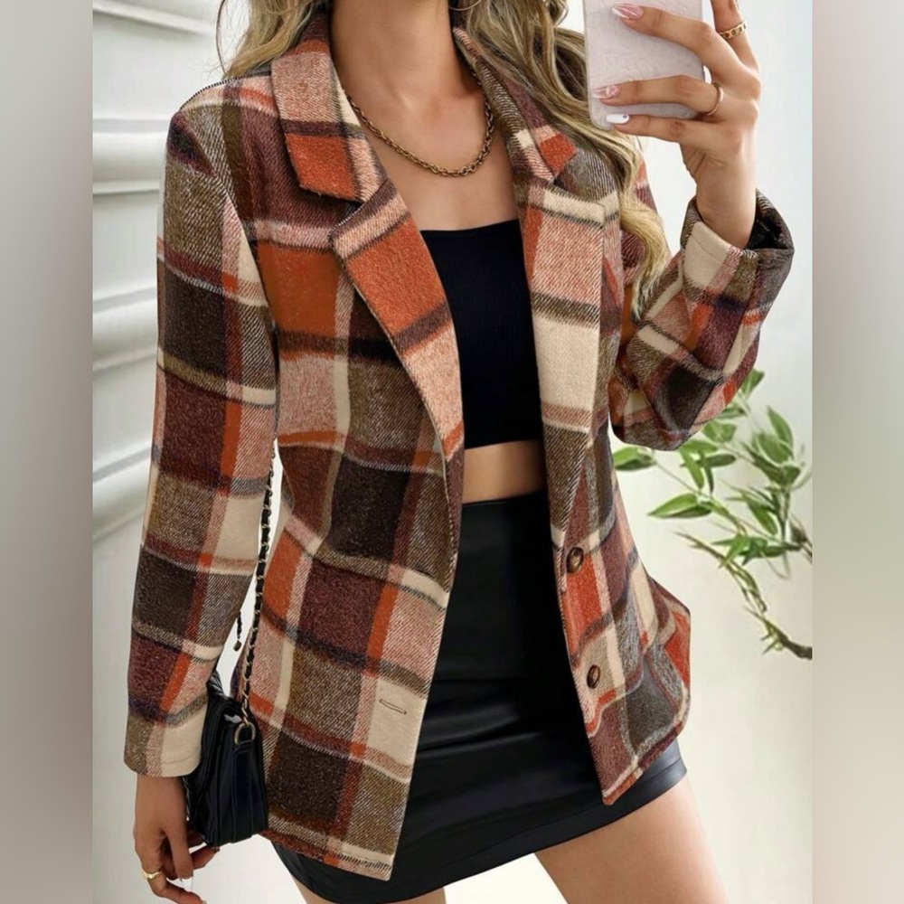 Brand New Plaid Blazer Coat🧡